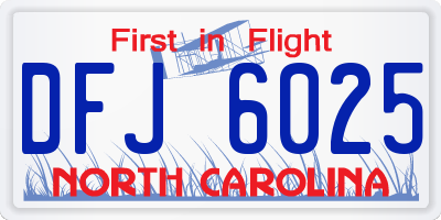 NC license plate DFJ6025