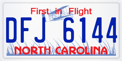 NC license plate DFJ6144
