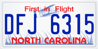 NC license plate DFJ6315