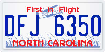 NC license plate DFJ6350