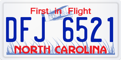 NC license plate DFJ6521