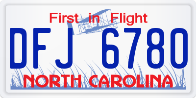 NC license plate DFJ6780