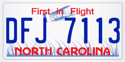 NC license plate DFJ7113