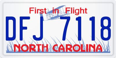 NC license plate DFJ7118