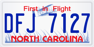 NC license plate DFJ7127