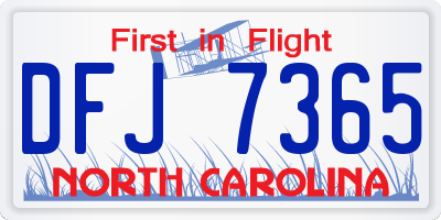 NC license plate DFJ7365