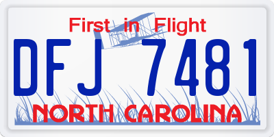 NC license plate DFJ7481