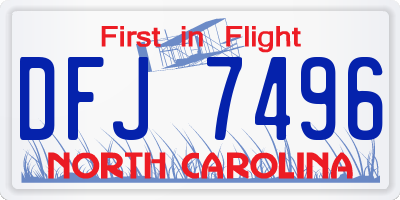 NC license plate DFJ7496