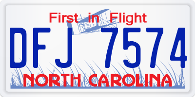 NC license plate DFJ7574