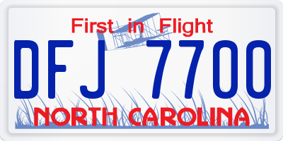 NC license plate DFJ7700