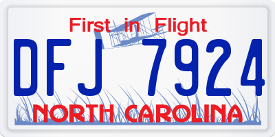 NC license plate DFJ7924