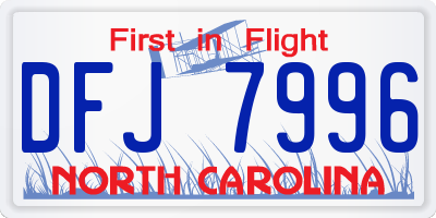 NC license plate DFJ7996