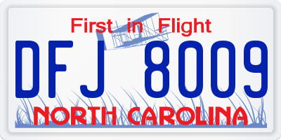 NC license plate DFJ8009