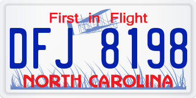 NC license plate DFJ8198