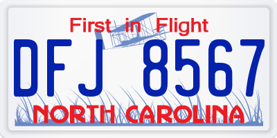 NC license plate DFJ8567
