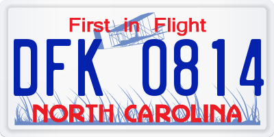 NC license plate DFK0814