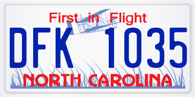 NC license plate DFK1035