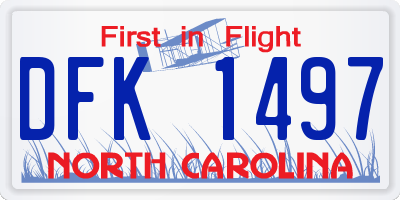 NC license plate DFK1497