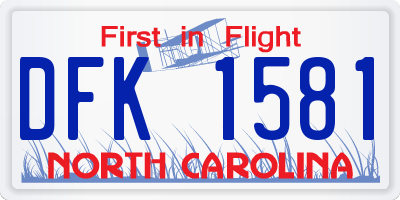 NC license plate DFK1581