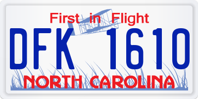 NC license plate DFK1610