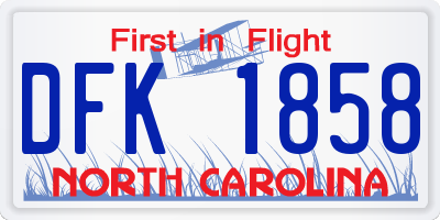 NC license plate DFK1858
