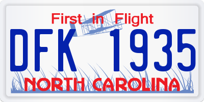 NC license plate DFK1935