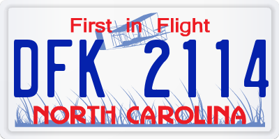 NC license plate DFK2114