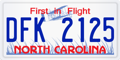 NC license plate DFK2125
