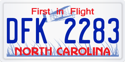 NC license plate DFK2283