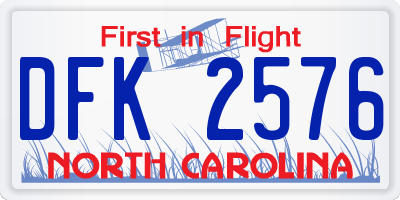 NC license plate DFK2576