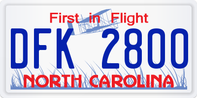 NC license plate DFK2800