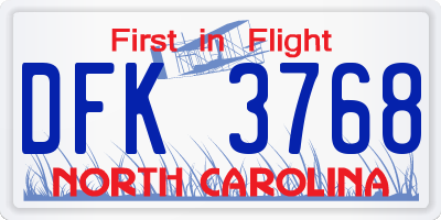 NC license plate DFK3768