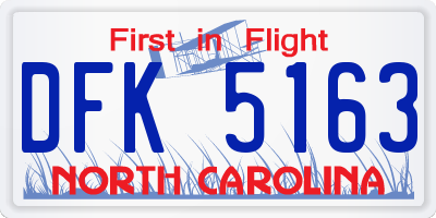 NC license plate DFK5163