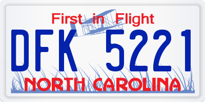 NC license plate DFK5221