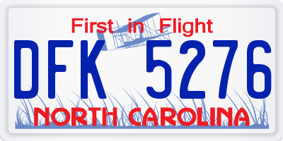 NC license plate DFK5276