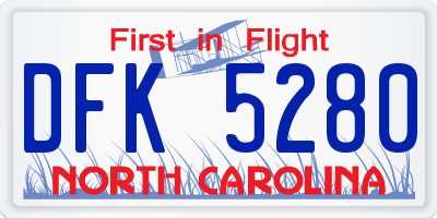 NC license plate DFK5280
