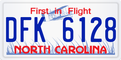 NC license plate DFK6128