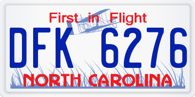 NC license plate DFK6276