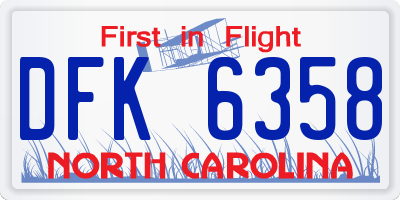 NC license plate DFK6358