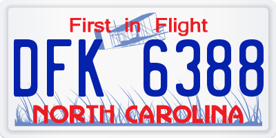 NC license plate DFK6388