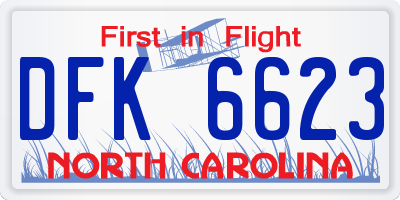 NC license plate DFK6623