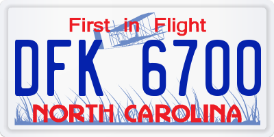 NC license plate DFK6700