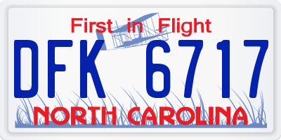 NC license plate DFK6717