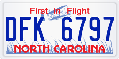 NC license plate DFK6797
