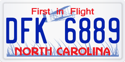 NC license plate DFK6889
