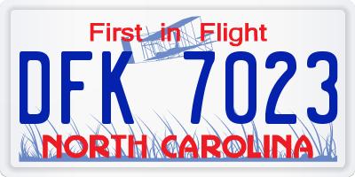 NC license plate DFK7023