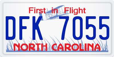 NC license plate DFK7055