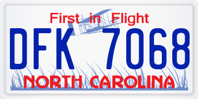 NC license plate DFK7068