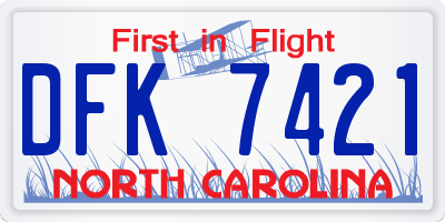 NC license plate DFK7421