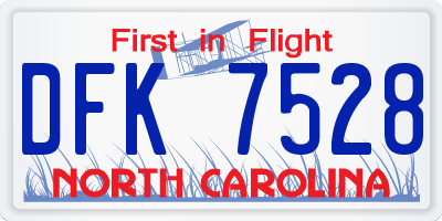 NC license plate DFK7528